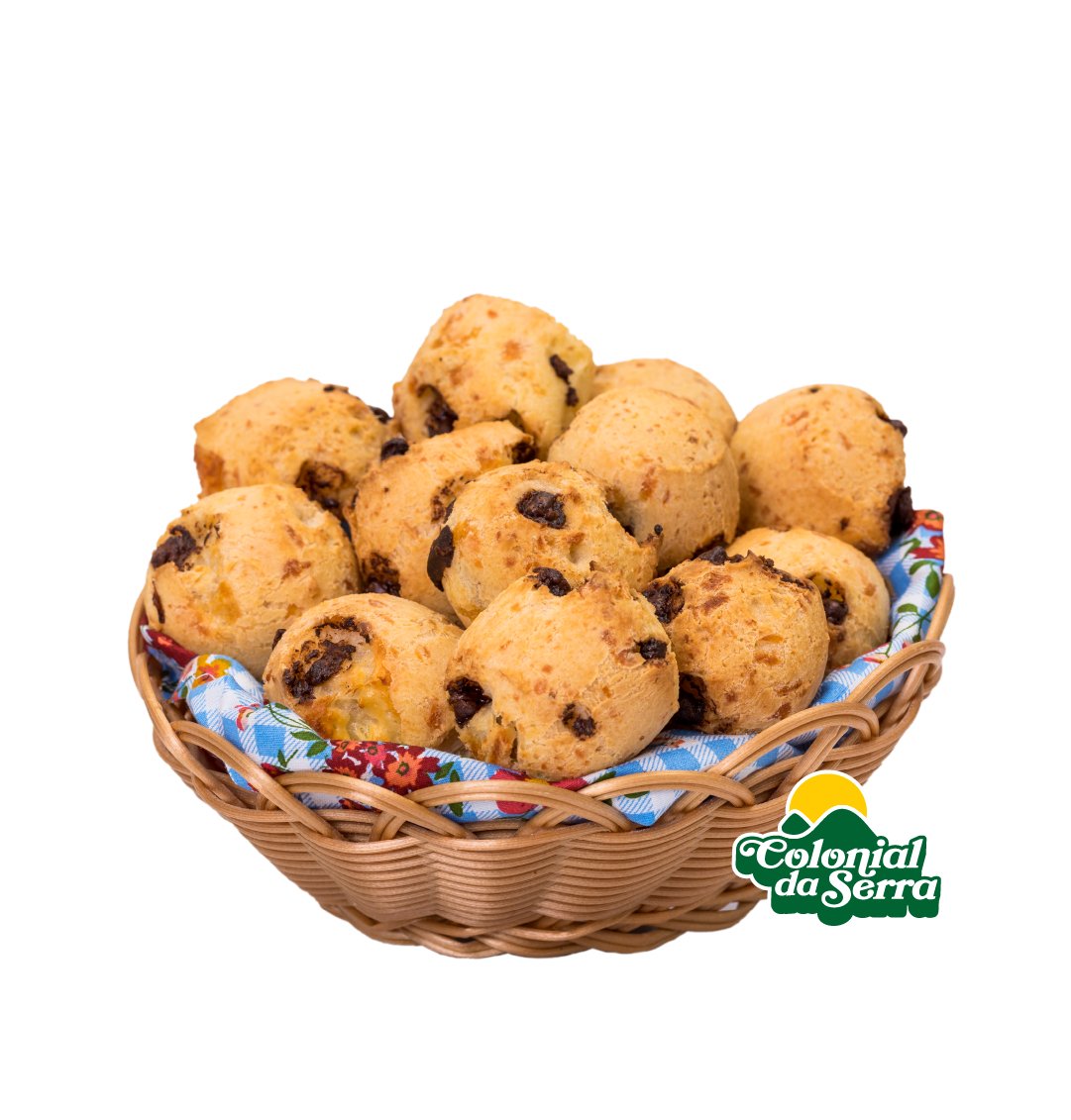 pão de queijo congelado com gotas de chocolate